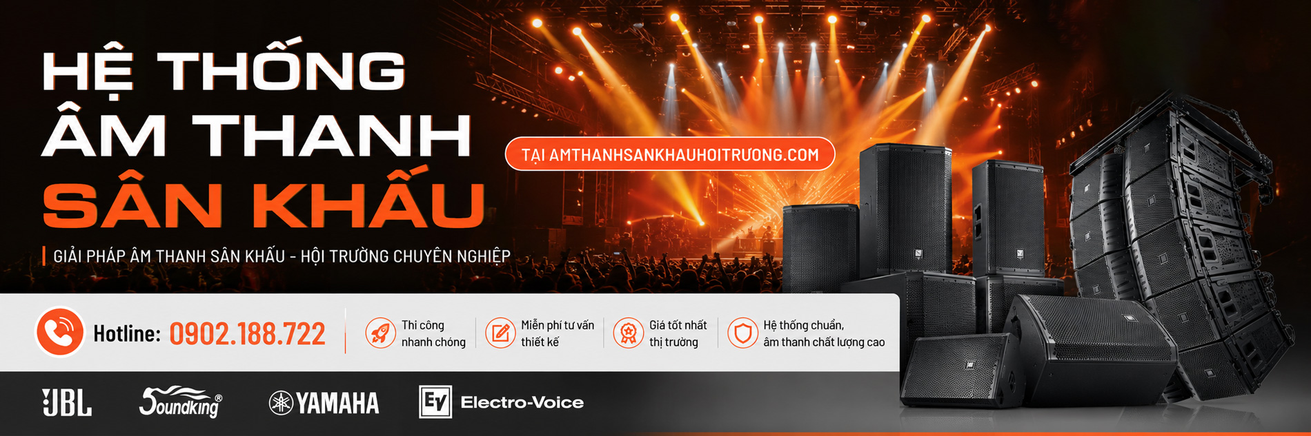 hệ thống âm thanh sân khấu hội trường banner